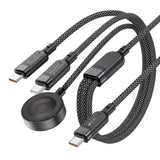 Cablu Acefast (C6-11), Fast Charging, 2x Type-C, Wireless Charger to USB-C, 3in1, 100W, 5A, 5W, 480Mb/s, 1.2m, Negru