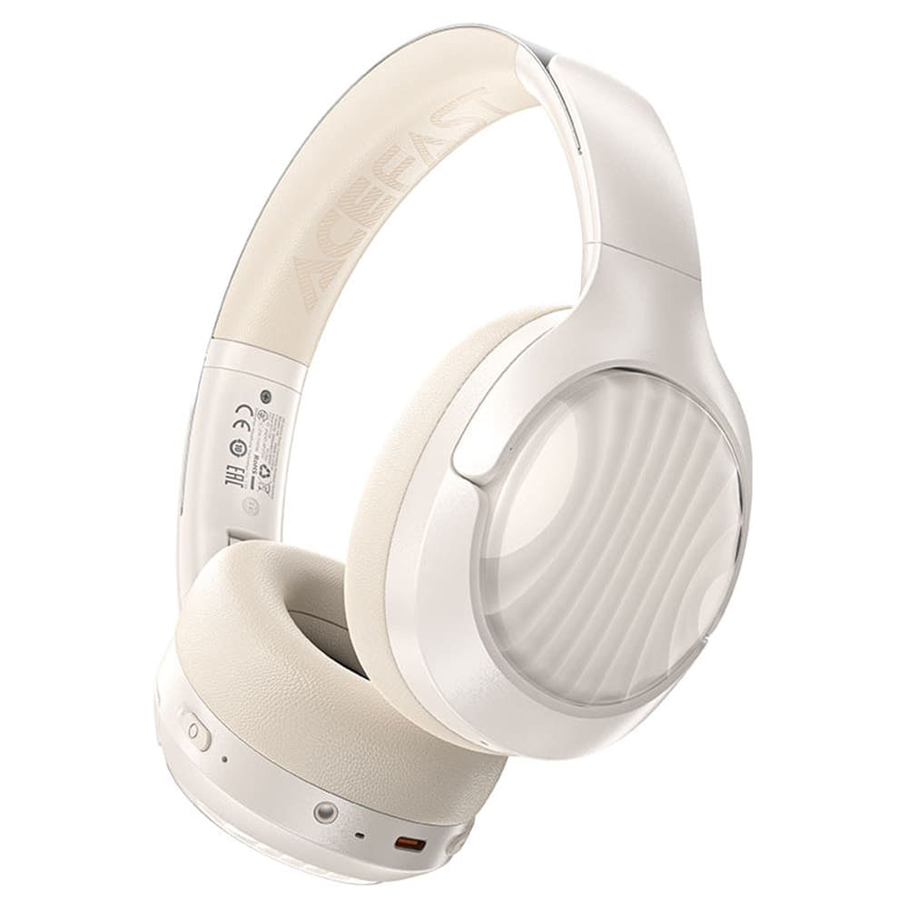 Casti Acefast Wireless Headset (H5), Type-C, Bluetooth 5.4, ANC, Noise Reduction, 3D Sense, 500mAh, Professional Hi-Fi, Alb