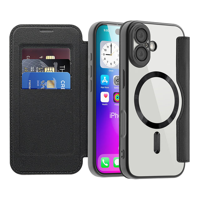 Husa de protectie Techsuit SmartMag Book compatibil cu iPhone 17, Negru