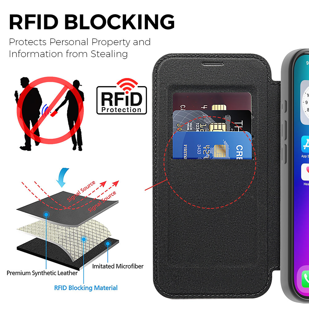 Husa de protectie Techsuit SmartMag Book compatibil cu iPhone 17, Negru