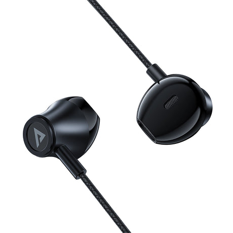 Casti Acefast Wired Earphones (L2), Type-C, Half-In-ear, with Microphone, Remote Control, Flexible Body, 1.2m, Negru