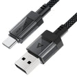 Cablu Acefast (C12-04), Fast Charging, USB to Type-C, 3A, Transparent Shell, Braided Nylon, 1.2m, Negru