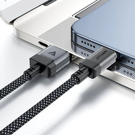 Cablu Acefast (C12-04), Fast Charging, USB to Type-C, 3A, Transparent Shell, Braided Nylon, 1.2m, Negru