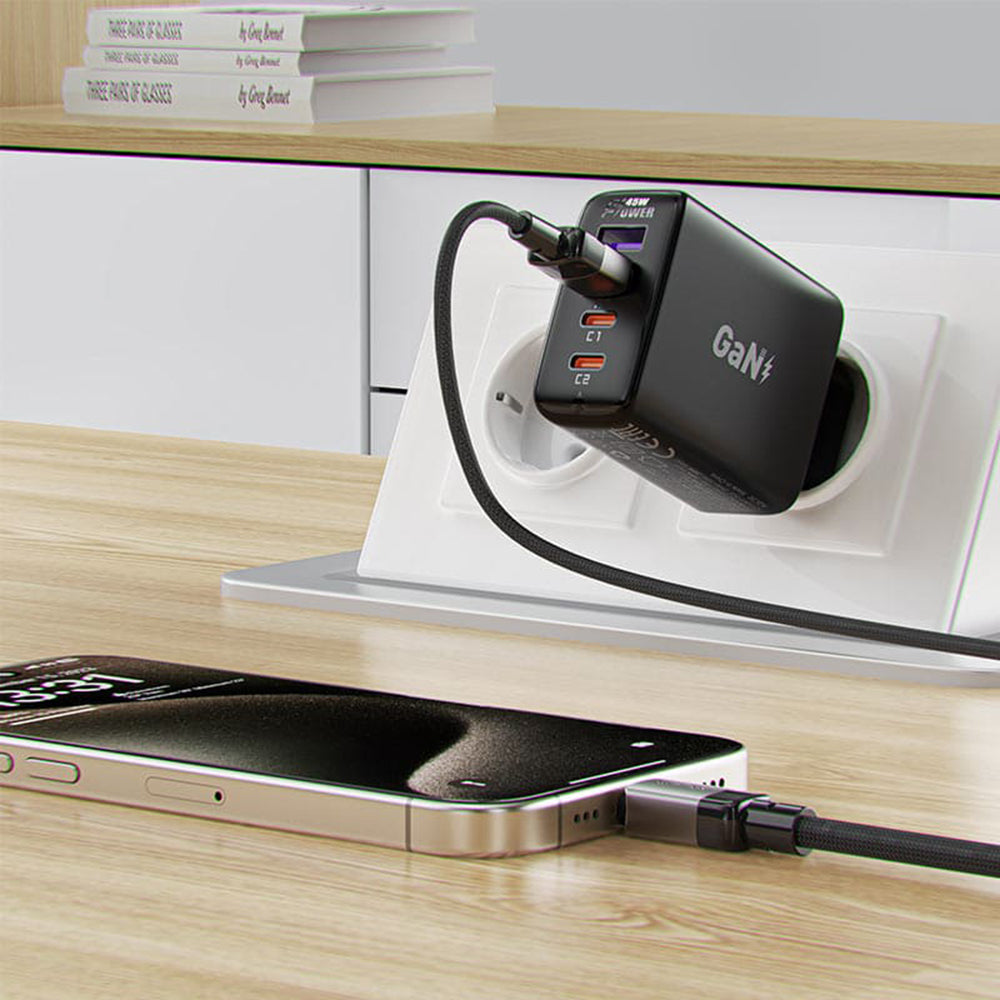 Cablu Acefast (C9-04), USB to Type-C, Fast Charging, 3A, Braided Nylon, 25.000 Bends, 1.2m, Negru