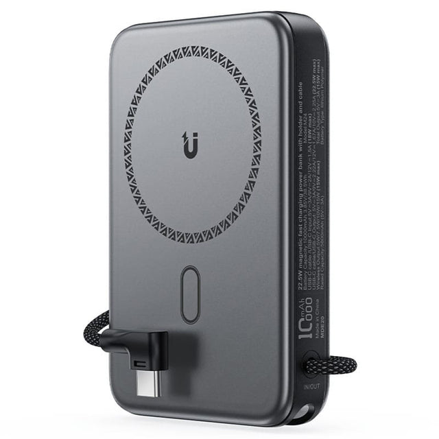 Baterie externa Acefast Magnetic Wireless (M24-10000), with Type-C Cable, Holder, USB-C Port, 10000mAh, 22.5W, LED, Metal Gray