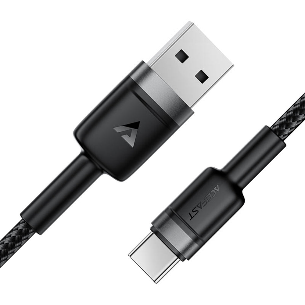 Cablu Acefast (C22-04), Fast Charge, USB to Type-C, 3A, Bend-Resistant, Wide Compatibility, Nylon Braid, 1.2m, Negru