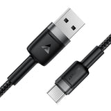Cablu Acefast (C22-04), Fast Charge, USB to Type-C, 3A, Bend-Resistant, Wide Compatibility, Nylon Braid, 1.2m, Negru