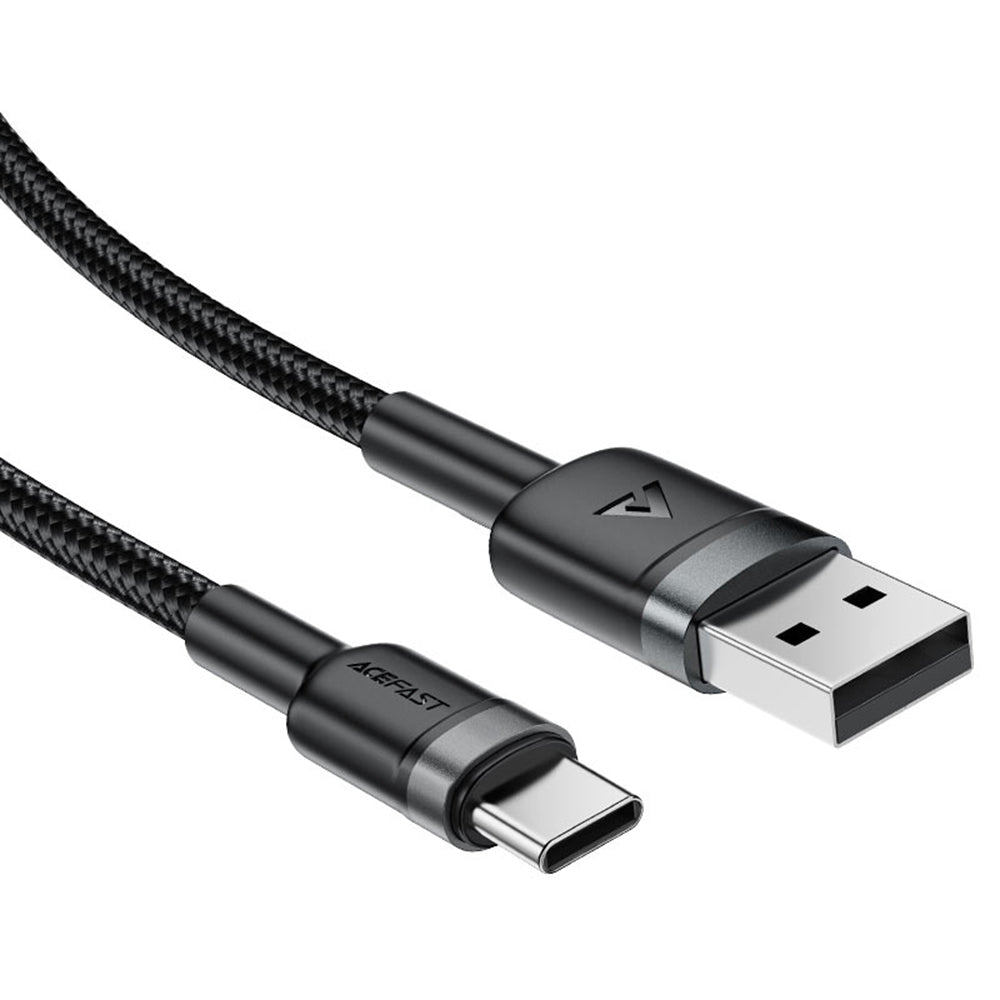 Cablu Acefast (C22-04), Fast Charge, USB to Type-C, 3A, Bend-Resistant, Wide Compatibility, Nylon Braid, 1.2m, Negru