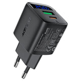 Incarcator Acefast (A114), with Digital Display, Fast Charging, GaN, USB, Type-C, PD25W, 5V/3A, Negru