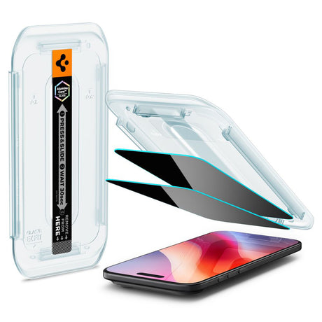 Folie de protectie Spigen (set de 2) Glas.tR EZ-FIT (AGL09862) compatibil cu iPhone 17 Air, Privacy