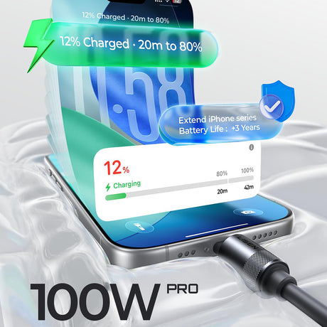 Cablu Lisen L115 (YL0125040001), Type-C to Type-C, Fast Charging, 100W, 480Mbps, Aluminum Alloy, Silicone, 3m, Negru