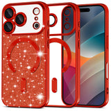 Husa de protectie Techsuit Luxury Glitter MagSafe compatibil cu iPhone 17 Pro Max, Rosu