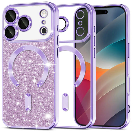 Husa de protectie Techsuit Luxury Glitter MagSafe compatibil cu iPhone 17 Pro, Mov Deschis