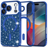 Husa de protectie Techsuit Luxury Glitter MagSafe compatibil cu iPhone 17 Pro, Albastru Inchis
