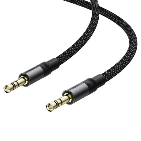 Adaptor Acefast Audio Cable (J10), 2x mini Jack 3.5mm, Aluminum + Nylon braided, 1m, Negru