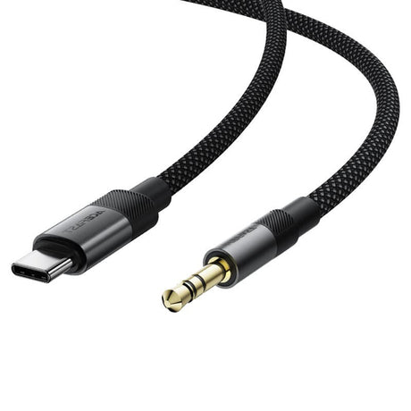 Adaptor Acefast Audio Cable (J11), Mini Jack 3.5mm to Type-C, Aluminum + Nylon Braided, Hi-Fi Sound, Plug & Play, 1m, Negru