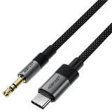 Adaptor Acefast Audio Cable (J11), Mini Jack 3.5mm to Type-C, Aluminum + Nylon Braided, Hi-Fi Sound, Plug & Play, 1m, Negru