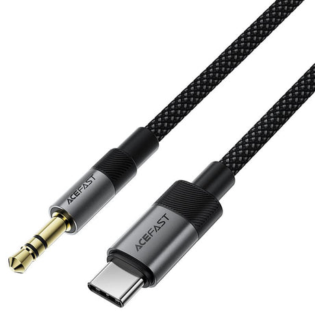 Adaptor Acefast Audio Cable (J11), Mini Jack 3.5mm to Type-C, Aluminum + Nylon Braided, Hi-Fi Sound, Plug & Play, 1m, Negru