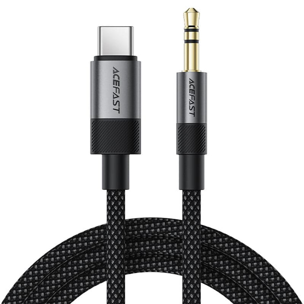 Adaptor Acefast Audio Cable (J11), Mini Jack 3.5mm to Type-C, Aluminum + Nylon Braided, Hi-Fi Sound, Plug & Play, 1m, Negru