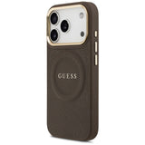 Husa de protectie Guess Peony Hot Stamp compatibil cu iPhone 17 Pro, Maro