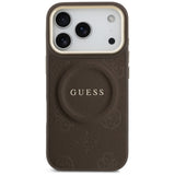Husa de protectie Guess Peony Hot Stamp compatibil cu iPhone 17 Pro, Maro