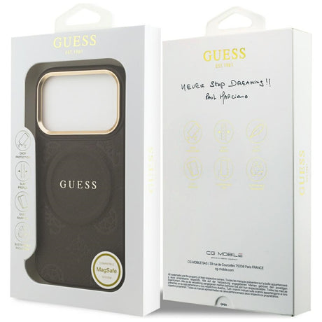 Husa de protectie Guess Peony Hot Stamp compatibil cu iPhone 17 Pro, Maro