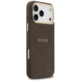 Husa de protectie Guess Peony Hot Stamp compatibil cu iPhone 17 Pro Max, Maro
