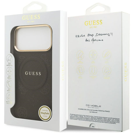 Husa de protectie Guess Peony Hot Stamp compatibil cu iPhone 17 Pro Max, Maro