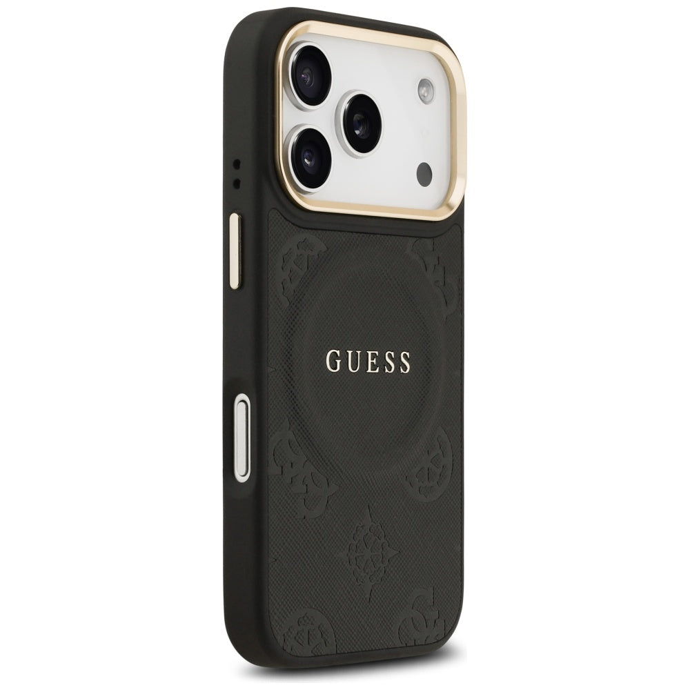 Husa de protectie Guess Peony Hot Stamp MagSafe (GUHMP17LPSAMSECK) compatibil cu iPhone 17 Pro, Negru