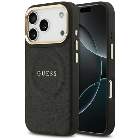 Husa de protectie Guess Peony Hot Stamp MagSafe (GUHMP17LPSAMSECK) compatibil cu iPhone 17 Pro, Negru