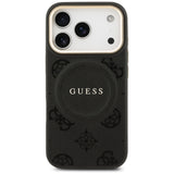 Husa de protectie Guess Peony Hot Stamp MagSafe (GUHMP17LPSAMSECK) compatibil cu iPhone 17 Pro, Negru
