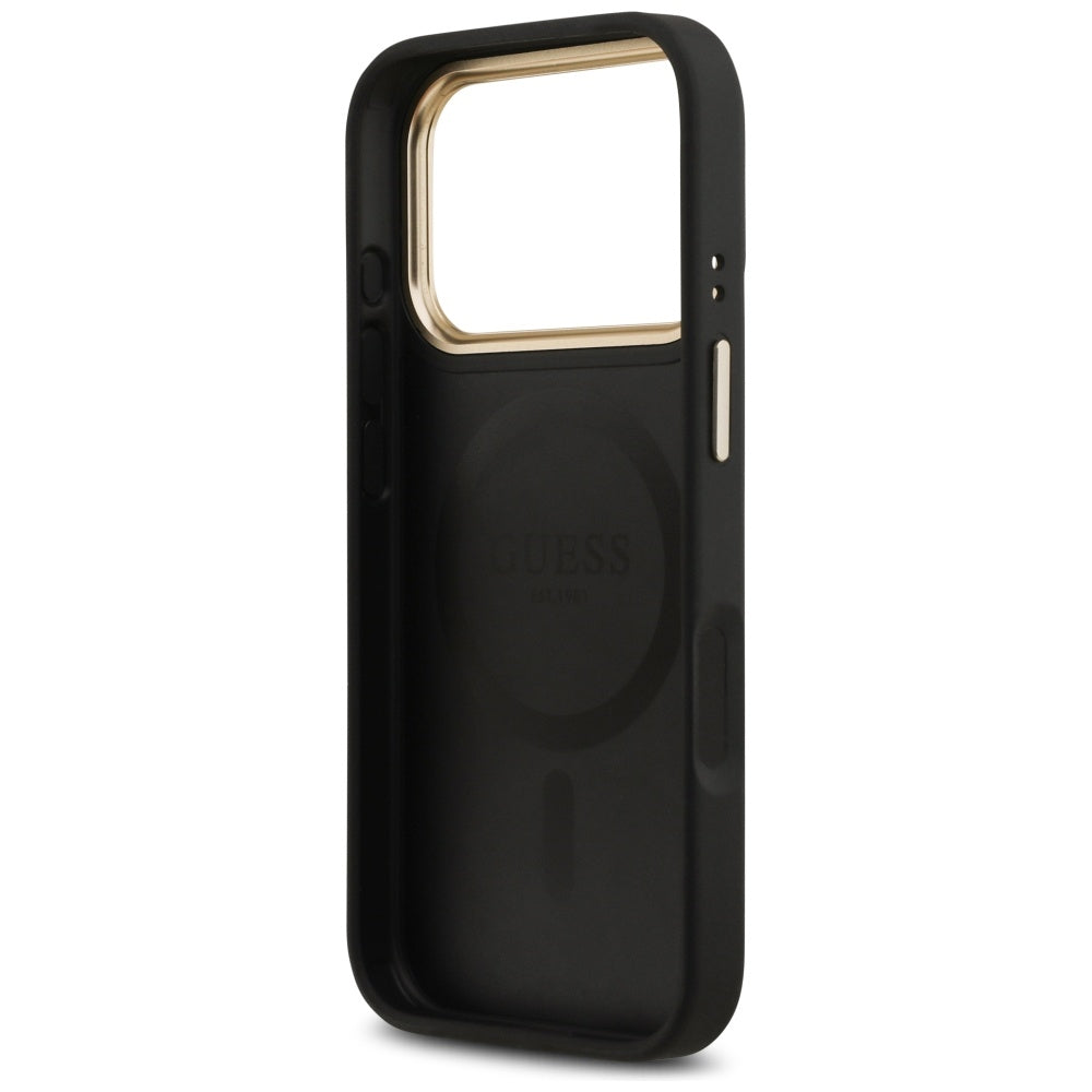 Husa de protectie Guess Peony Hot Stamp MagSafe (GUHMP17LPSAMSECK) compatibil cu iPhone 17 Pro, Negru