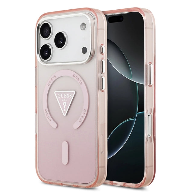 Husa de protectie Guess IML Gradient Triangle Logo MagSafe (GUHMP17LHGTMLCGP) compatibil cu iPhone 17 Pro, Roz