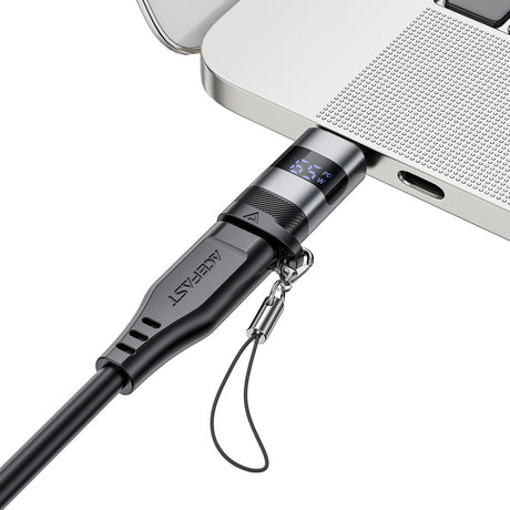 Adaptor Acefast Adapter (J9), with Digital Display, Type-C to USB-C, 480Mbps, 20V/5A, Fast Charge, Data Transmission, Metal Gray