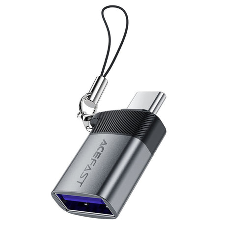 Adaptor Acefast Adapter (J7), with OTG Function, USB to Type-C, 10Gbps Data Transmission, Fast Charging, Metal Gray