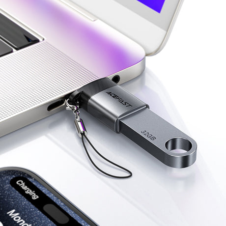 Adaptor Acefast Adapter (J7), with OTG Function, USB to Type-C, 10Gbps Data Transmission, Fast Charging, Metal Gray
