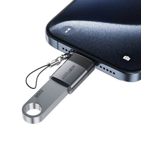 Adaptor Acefast Adapter (J7), with OTG Function, USB to Type-C, 10Gbps Data Transmission, Fast Charging, Metal Gray