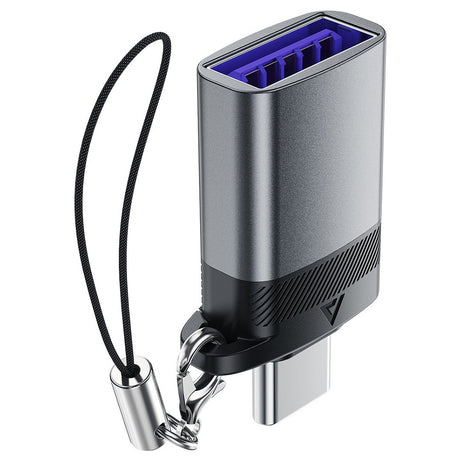 Adaptor Acefast Adapter (J7), with OTG Function, USB to Type-C, 10Gbps Data Transmission, Fast Charging, Metal Gray