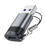 Adaptor Acefast Adapter (J8), Type-C to USB, 10Gbps Data Transmission, 27W, Fast Charging, Metal Gray