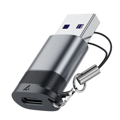 Adaptor Acefast Adapter (J8), Type-C to USB, 10Gbps Data Transmission, 27W, Fast Charging, Metal Gray