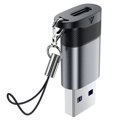 Adaptor Acefast Adapter (J8), Type-C to USB, 10Gbps Data Transmission, 27W, Fast Charging, Metal Gray