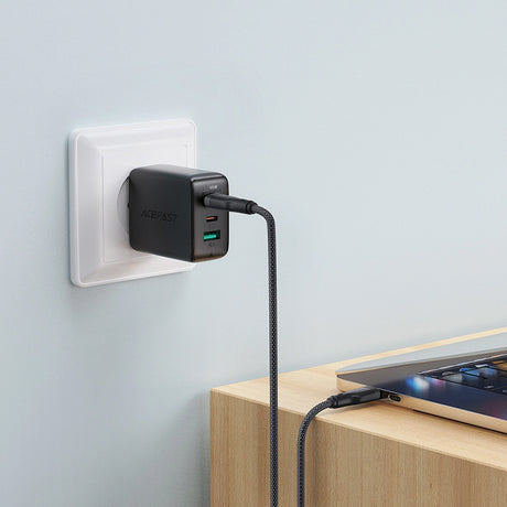 Cablu Acefast (C8-03), Fast Charging, Type-C to Type-C, 60W, 3A, Nylon Braided, 25.000 Bends, 1.2m, Negru