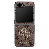 Husa de protectie Guess Leather 4G Metal Logo (GUHCZF74GMGBR) compatibil cu Samsung Galaxy Z Flip7, Maro
