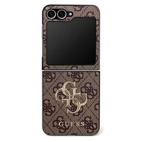 Husa de protectie Guess Leather 4G Metal Logo (GUHCZF74GMGBR) compatibil cu Samsung Galaxy Z Flip7, Maro