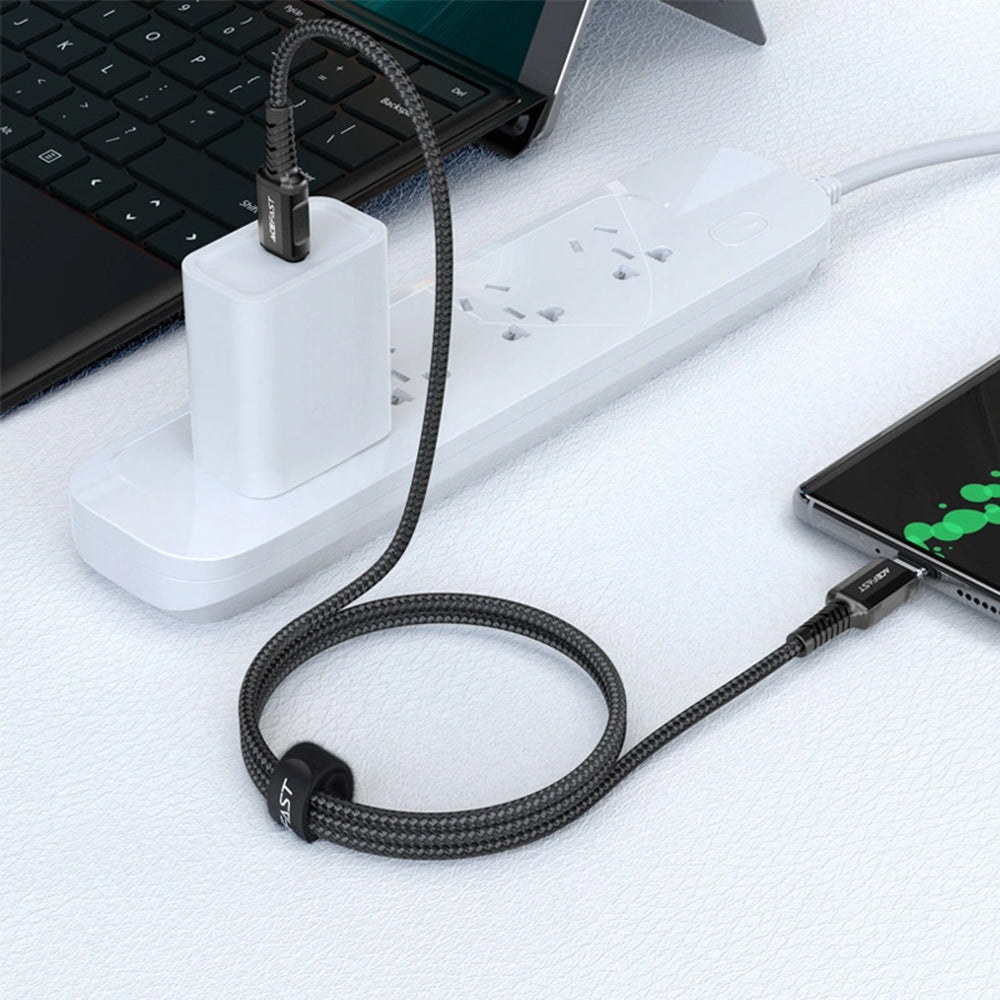 Cablu Acefast (C1-03), Type-C to Type-C, 60W, 20V/3A, Fast Charging, Nylon Braid, 1.2m, Negru