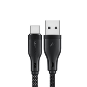 Cablu Acefast (C8-04), Fast Charging, USB to Type-C, 3A, Nylon Braided, 25.000 Bends, 1.2m, Negru