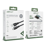 Cablu Acefast (C8-04), Fast Charging, USB to Type-C, 3A, Nylon Braided, 25.000 Bends, 1.2m, Negru