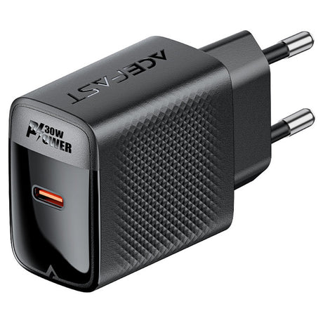 Incarcator Acefast (A102), GaN, Fast Charging, Type-C, PD30W, Smart Chip, Negru