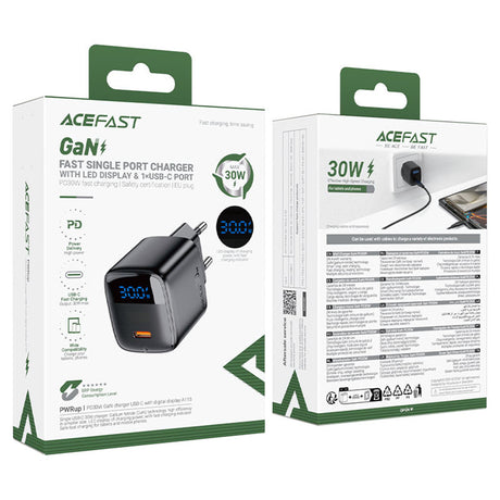 Incarcator Acefast (A113), Type-C, 20W, Fast Charging, Negru