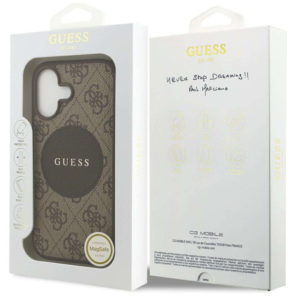 Husa de protectie Guess 4G Circle Classic Logo MagSafe (GUHMP17SP4PGRSGW) compatibil cu iPhone 17, Maro